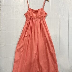 Rails Meeka  Coral Crochet Bodice Spaghetti-Strap Sundress